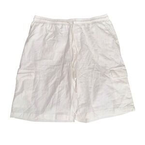 Ouku Cargo Shorts Mens XL White Like New Linen Cotton Blend Drawstring Casual